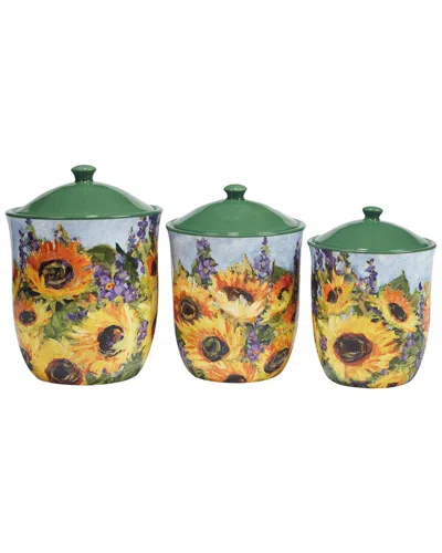 Certified International Sunflower 3pc Bouquet Canister Set In Multi