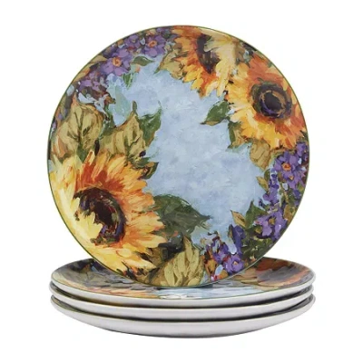 Certified International Sunflower Bouquet 4-pc. Earthenware Dinner Plate In Multi