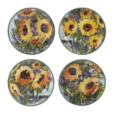 Certified International Sunflower Bouquet 4-pc. Earthenware Soup Bowl In Multi