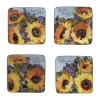 Certified International Sunflower Bouquet Canape 4-pc. Earthenware Appetizer Plate In Yellow