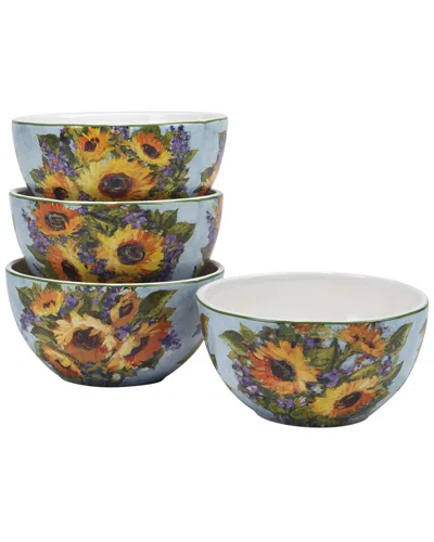 Certified International Sunflower Bouquet Set Of 4 Ice Cream Bowl