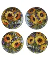Certified International Sunflower Bouquet Set Of 4 Salad Plate 9"