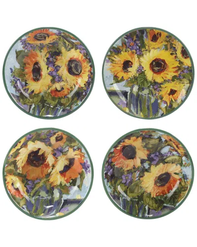 Certified International Sunflower Bouquet Soup/pasta Bowls (set Of 4)
