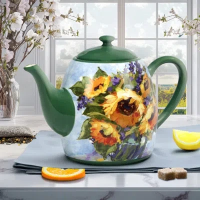 Certified International Sunflower Bouquet Teapot In Blue;green;orange