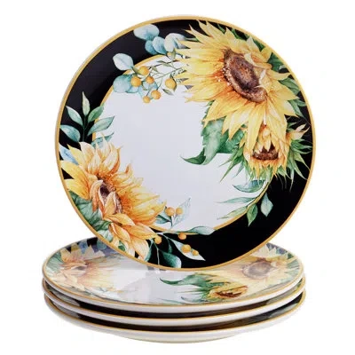 Certified International Sunflower Fields Set/4 Dinner Plate In Yellow