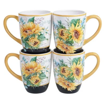 Certified International Sunflower Fields Set/4 Mug In Yellow