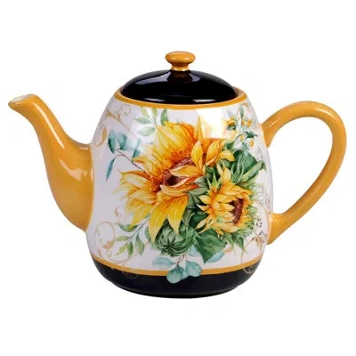 Certified International Sunflower Fields Teapot In Yellow