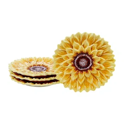 Certified International Sunset Sunflower 4-pc. Earthenware Salad Plate In Multi