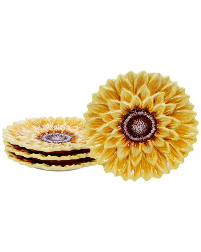 Certified International Sunset Sunflower Set Of 4 8.25in Dessert Plates In Yellow