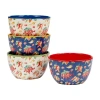 Certified International Sweet & Spicy 4-pc. Earthenware Ice Cream Bowl In Blue