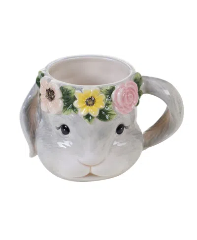 Certified International Sweet Bunny 4-pc. 3-d Bunny Mug In White,gray,pink,green,yellow