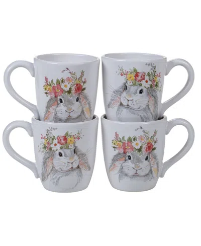 Certified International Sweet Bunny 4-pc. Mug Asst. In White,gray,pink,green,yellow