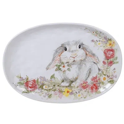 Certified International Sweet Bunny Oval Platter In Green;gray;pink