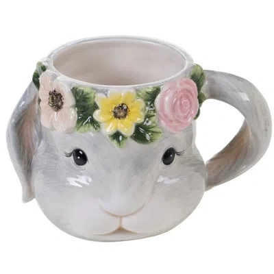 Certified International Sweet Bunny Set Of 4 3-d Bunny Mug In Gray;yellow;pink