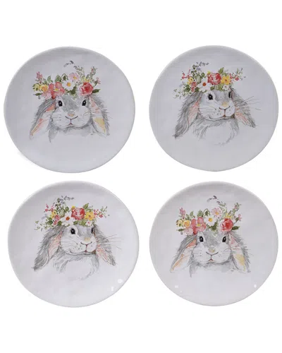 Certified International Sweet Bunny Set Of 4 Dessert Plates In Multi