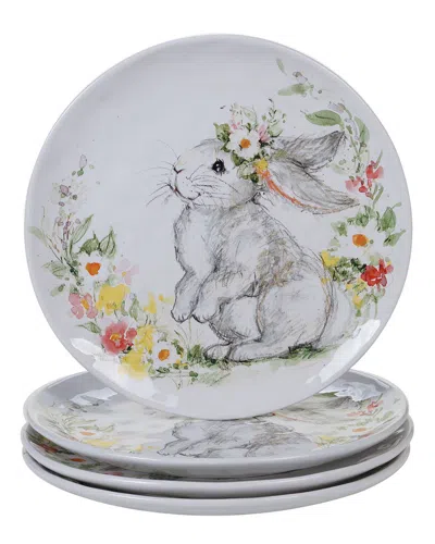 Certified International Sweet Bunny Set Of 4 Dinner Plates In Multi