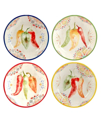 Certified International Sweet Spicy Soup Bowl, Set Of 4 In Red,multi