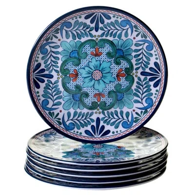Certified International Talavera 9" Heavy Weight Melamine Salad Plate In Blue;white;teal