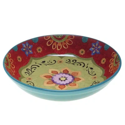 Certified International Tunisian Sunset Serving Bowl In Green;red