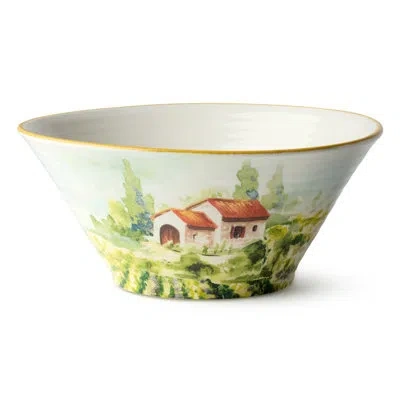 Certified International Tuscany Deep Stoneware Bowl For Pasta, Salad, Or Serving – 11-inch Scenic Italian Vineyard Design –  In Blue;white;green;red;yellow