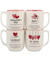 Certified International Valentine's Day Mugs, Set Of 4 In Pink