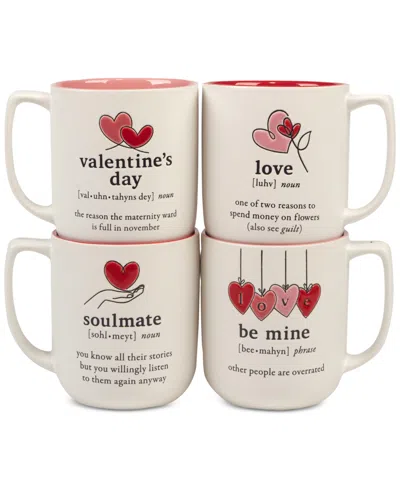 Certified International Valentine's Day Mugs, Set Of 4 In Pink