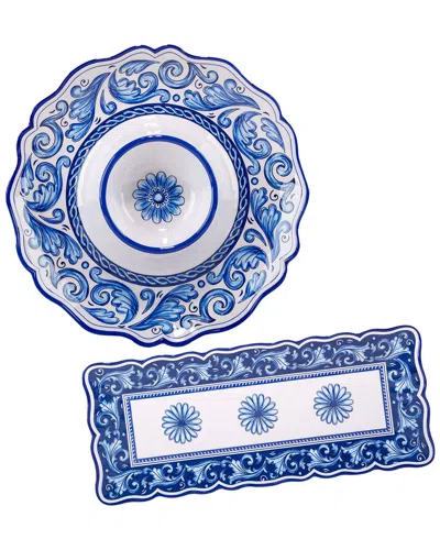 Certified International Veranda Melamine 2pc Appetizer Set In Blue