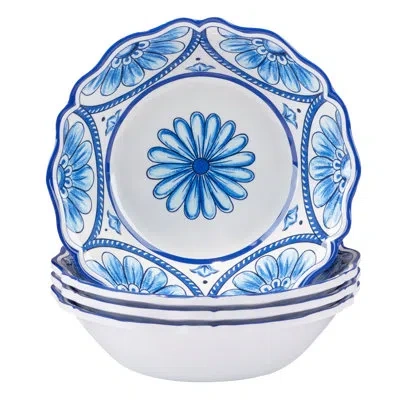 Certified International Veranda Melamine Set Of 4 All Purpose Bowl 8.5" X 2" In Blue;white