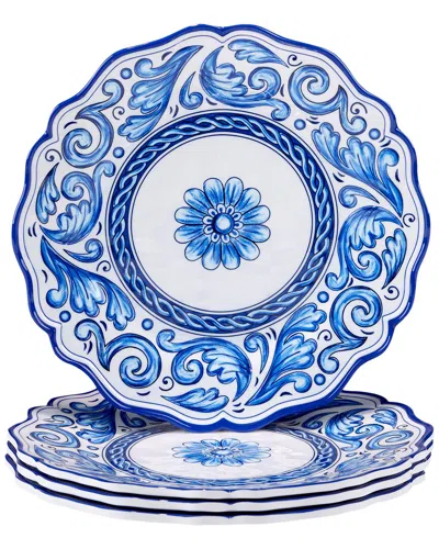 Certified International Veranda Melamine Set Of 4 Dinner Plates In Blue