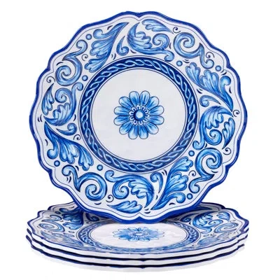 Certified International Veranda Melamine Set Of 4 Salad Plate 9" In Blue;white