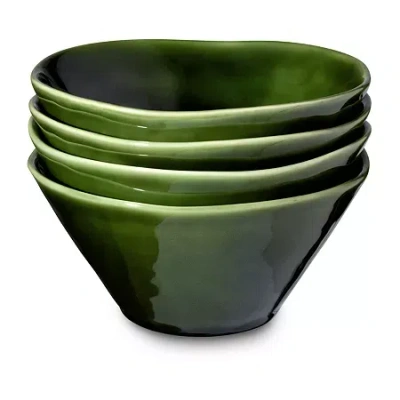 Certified International Verde 4-pc. Stoneware Ice Cream Bowl In Green