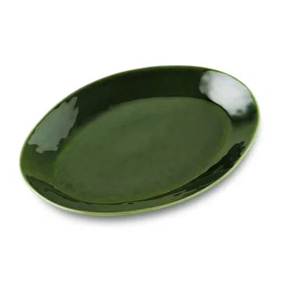 Certified International Verde Oval Platter 16in X 12in In Green;multicolored