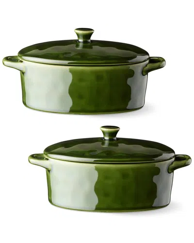 Certified International Verde Set Of 2 Oval Mini Bakers In Green