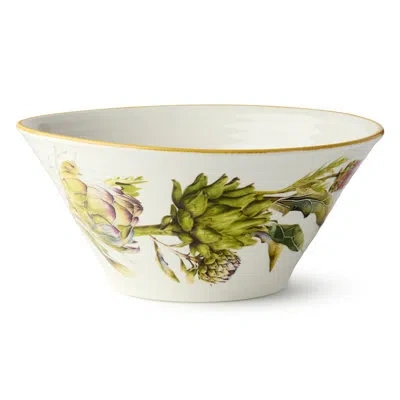 Certified International Verdura 11-inch Stoneware Deep Serving Bowl – Printed Artichoke & Herb Design – Ideal For Pasta, Sal In Blue;green;yellow;purple;cream