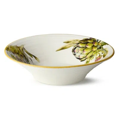 Certified International Verdura 13" Stoneware Pasta Serving Bowl – 108 oz – Vibrant Artichoke Print – 13 Inch Round Wide Bow In Blue;green;yellow;purple;cream