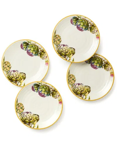 Certified International Verdura Set Of 4 Canape Plates In Green