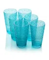Certified International Set Of 6 Santa Fe 22oz Acrylic Ice Tea Glasses In Aqua