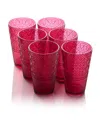 Certified International Set Of 6 Victoria 22oz Acrylic Ice Tea Glasses In Ruby