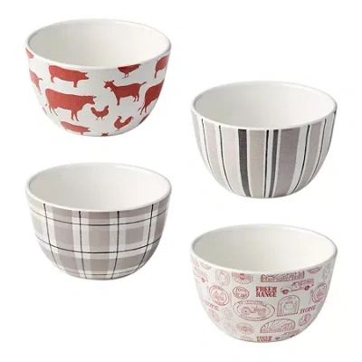 Certified International Vintage Farm 4-pc. Ceramic Ice Cream Bowl In White