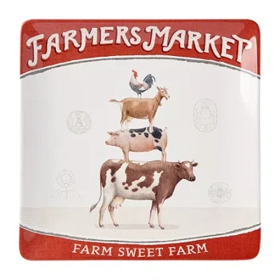 Certified International Vintage Farm Ceramic Serving Platter In Multi