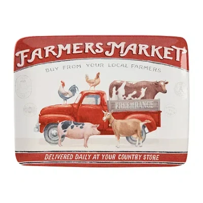 CERTIFIED INTERNATIONAL VINTAGE FARM CERAMIC SERVING PLATTER
