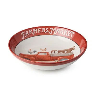 Certified International Vintage Farm Serving Bowl 13" X 3" In Black;brown;gray;red;cream