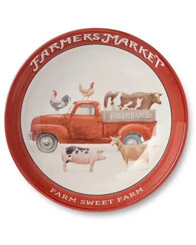 Certified International Vintage Farm Serving Bowl In Red