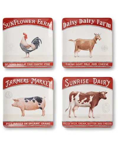 Certified International Vintage Farm Set Of 4 Dinner Plates In Multi