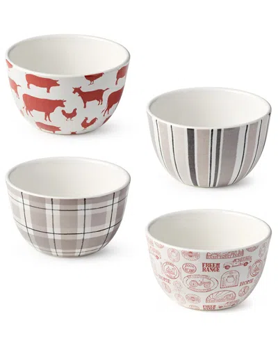 Certified International Vintage Farm Set Of 4 Ice Cream Bowls