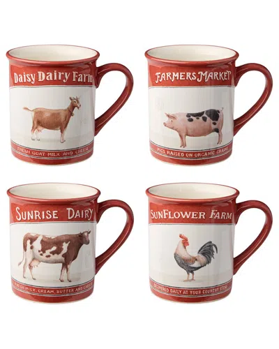 Certified International Vintage Farm Set Of 4 Mugs