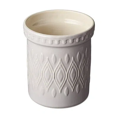 Certified International Vintage Farm Stoneware Tool Crock 6.25" Diam X 7.25" High In Neutral