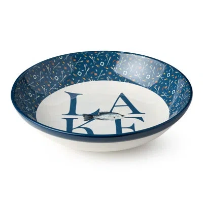 Certified International Wake At The Lake 13-inch Serving/pasta Bowl, Lakeside-inspired Design With Rustic Artwork, Durable S In Blue;brown;beige;teal
