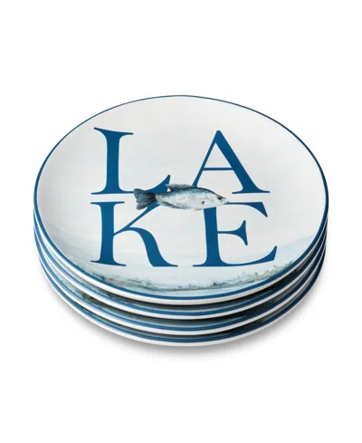 Certified International Wake At The Lake Set Of 4 Dinner Plates In Blue