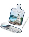 Certified International Wake At The Lake Cheese Plate & Oval Tray With Dip Bowl Set